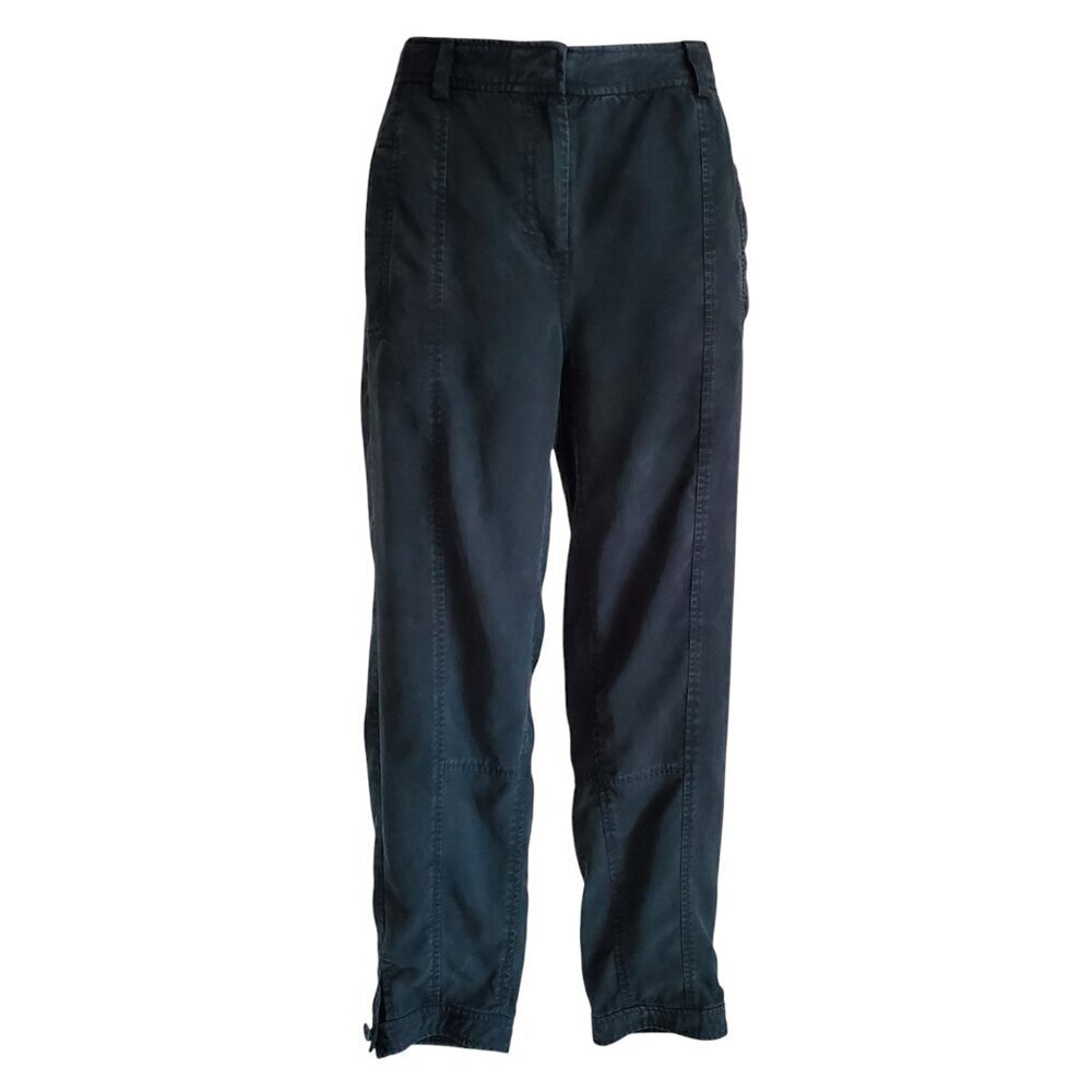 EILEEN FISHER Tencel Twill Tapered Relaxed Ankle Button Cuffed Utility Black XS